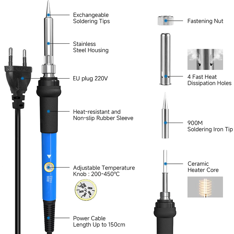 Adjustable Temp 220V 60W Elect - Soldering Iron Kit incelemesi ve fiyatı