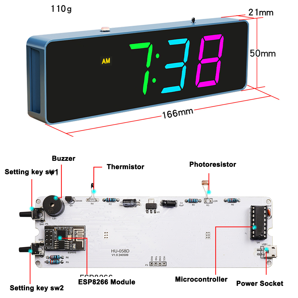 ESP8266 IoT Colorful WiFi Cloc - Diy Electronics Com incelemesi ve fiyatı