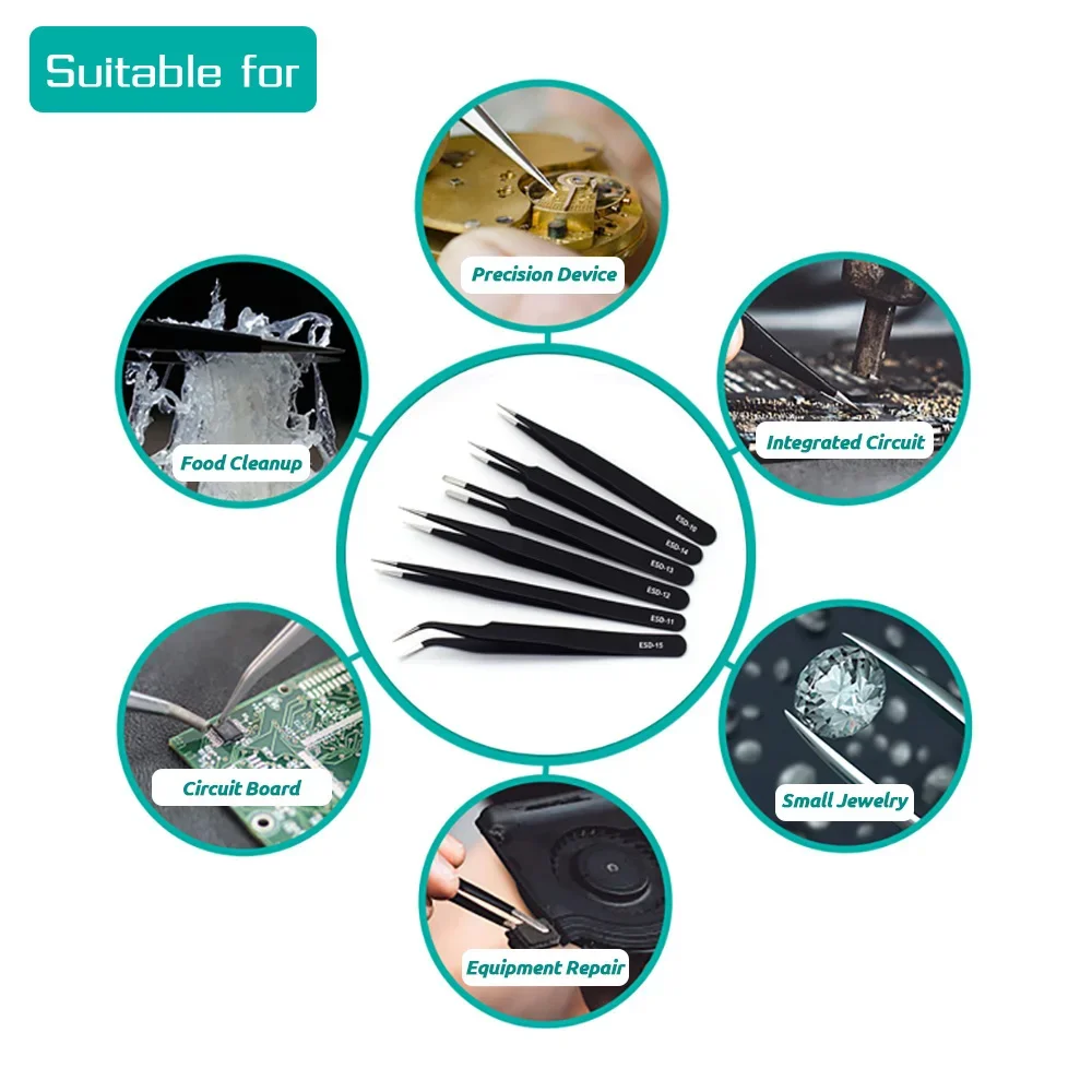 6pcs Precision Tweezers Set ES - Soldering Iron Kit incelemesi ve fiyatı