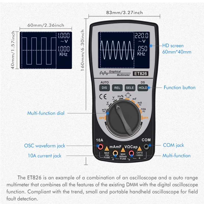 ET827 Handheld Digital Oscillo - Oscilloscope Dso Mini incelemesi ve fiyatı
